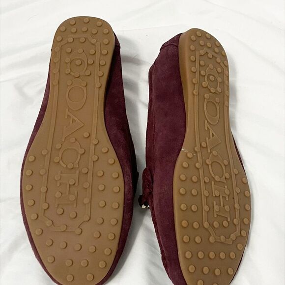 Coach Fortunata Driving Moccasin Flats Enamel Horse Bit Maroon Size 7.5 NWOB - Picture 5 of 6